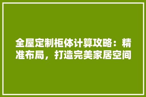 全屋定制柜体计算攻略：精准布局，打造完美家居空间 家居装修