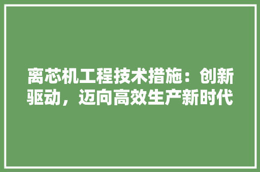 离芯机工程技术措施：创新驱动，迈向高效生产新时代 室内设计