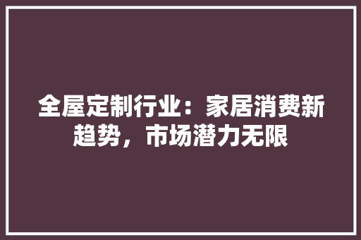 全屋定制行业：家居消费新趋势，市场潜力无限 家居装修