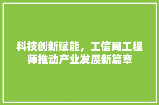 科技创新赋能，工信局工程师推动产业发展新篇章