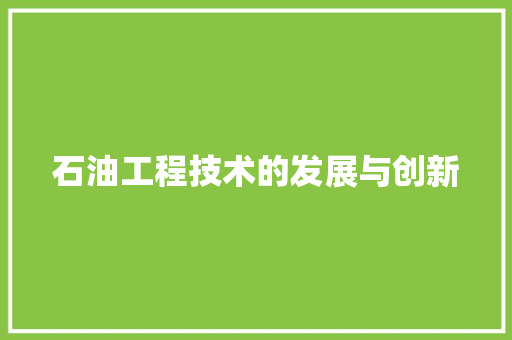 石油工程技术的发展与创新 室内设计