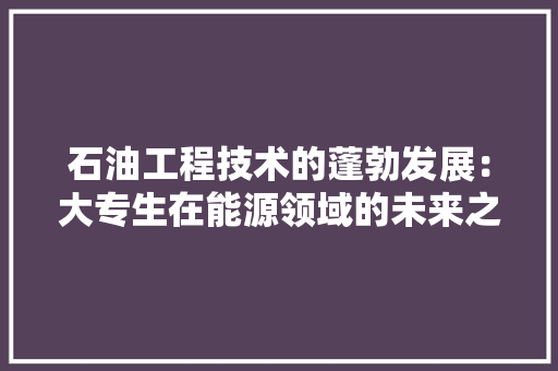 石油工程技术的蓬勃发展：大专生在能源领域的未来之光 室内设计