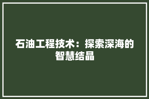 石油工程技术：探索深海的智慧结晶 室内设计