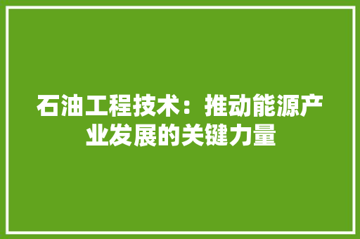 石油工程技术：推动能源产业发展的关键力量 室内设计