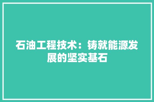 石油工程技术：铸就能源发展的坚实基石 室内设计