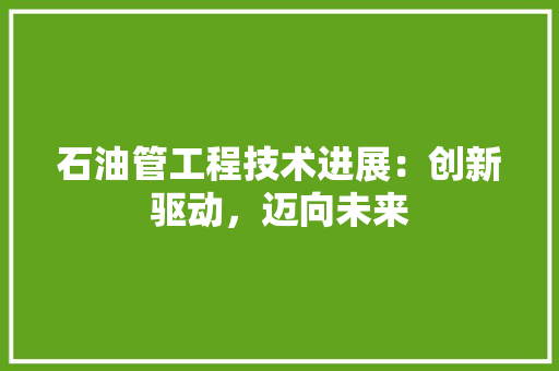 石油管工程技术进展：创新驱动，迈向未来