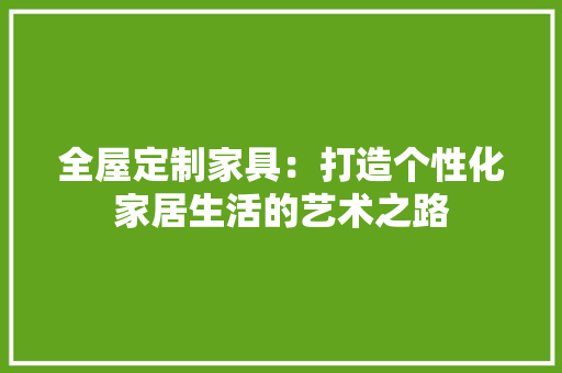 全屋定制家具：打造个性化家居生活的艺术之路 家居装修