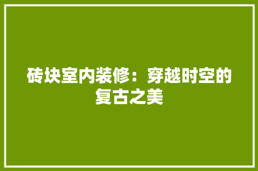 砖块室内装修：穿越时空的复古之美 室内设计
