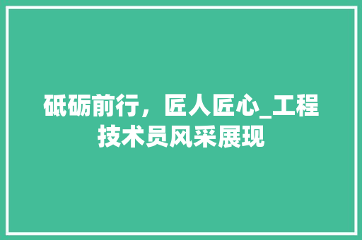 砥砺前行，匠人匠心_工程技术员风采展现 室内设计