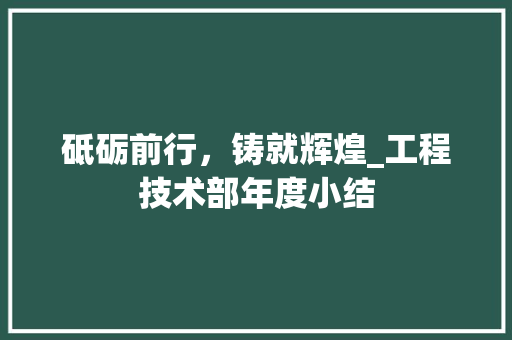 砥砺前行，铸就辉煌_工程技术部年度小结 室内设计