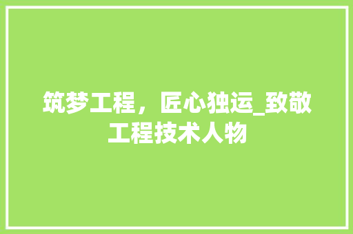 筑梦工程，匠心独运_致敬工程技术人物 室内设计
