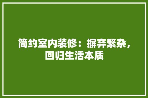 简约室内装修：摒弃繁杂，回归生活本质 室内设计