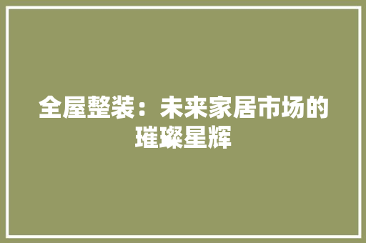 全屋整装：未来家居市场的璀璨星辉 家居装修