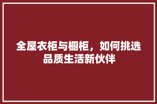 全屋衣柜与橱柜，如何挑选品质生活新伙伴 家居装修