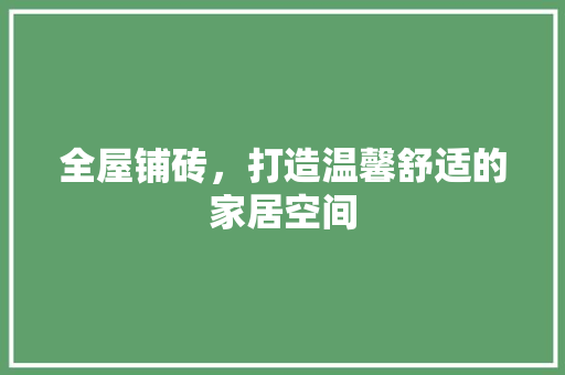 全屋铺砖，打造温馨舒适的家居空间