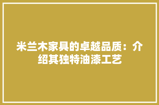 米兰木家具的卓越品质：介绍其独特油漆工艺 室内设计