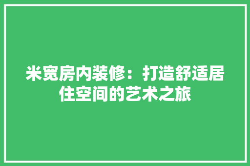 米宽房内装修：打造舒适居住空间的艺术之旅 室内设计