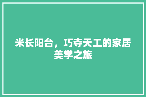 米长阳台，巧夺天工的家居美学之旅 室内设计