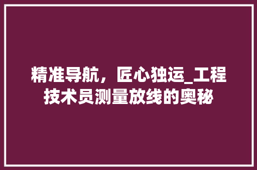 精准导航，匠心独运_工程技术员测量放线的奥秘