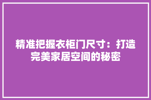 精准把握衣柜门尺寸：打造完美家居空间的秘密 室内设计