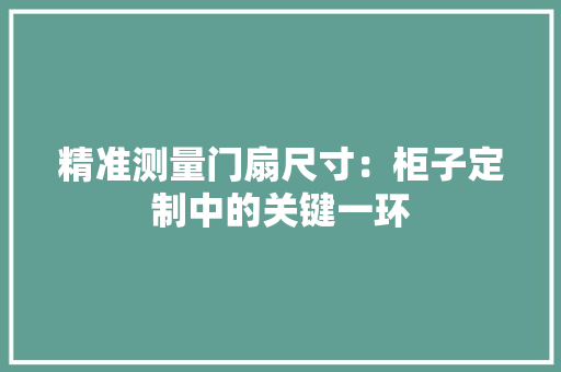 精准测量门扇尺寸：柜子定制中的关键一环 室内设计