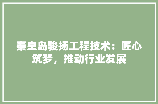 秦皇岛骏扬工程技术：匠心筑梦，推动行业发展 室内设计
