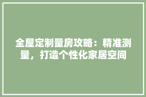 全屋定制量房攻略：精准测量，打造个性化家居空间 家居装修