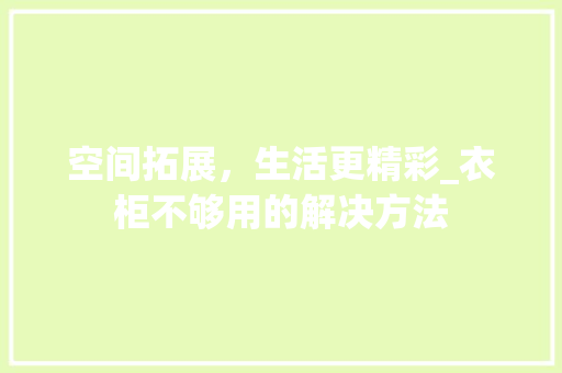 空间拓展，生活更精彩_衣柜不够用的解决方法