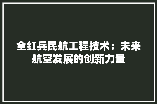 全红兵民航工程技术：未来航空发展的创新力量 家居装修