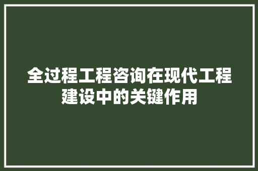 全过程工程咨询在现代工程建设中的关键作用 家居装修