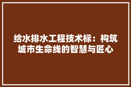 给水排水工程技术标：构筑城市生命线的智慧与匠心 室内设计