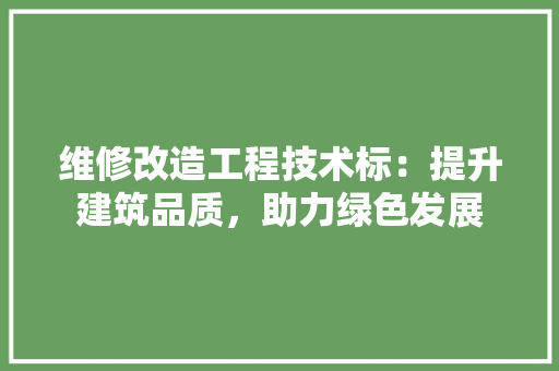 维修改造工程技术标：提升建筑品质，助力绿色发展 室内设计