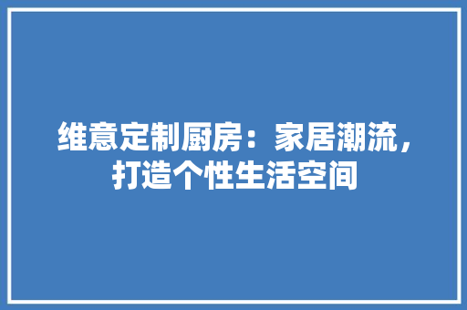 维意定制厨房：家居潮流，打造个性生活空间 室内设计