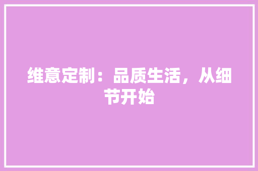 维意定制：品质生活，从细节开始 室内设计