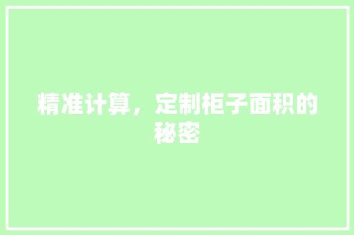 精准计算，定制柜子面积的秘密 室内设计