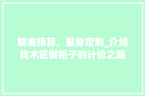 精准预算，量身定制_介绍找木匠做柜子的计价之路 室内设计