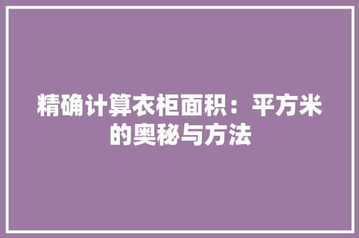 精确计算衣柜面积：平方米的奥秘与方法 室内设计