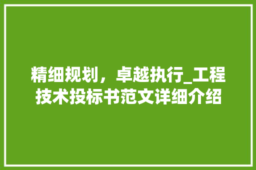 精细规划，卓越执行_工程技术投标书范文详细介绍 室内设计