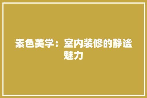 素色美学：室内装修的静谧魅力