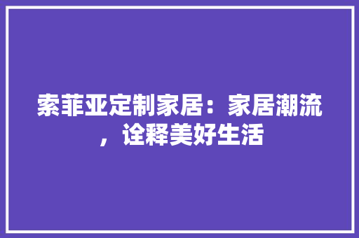 索菲亚定制家居：家居潮流，诠释美好生活 室内设计