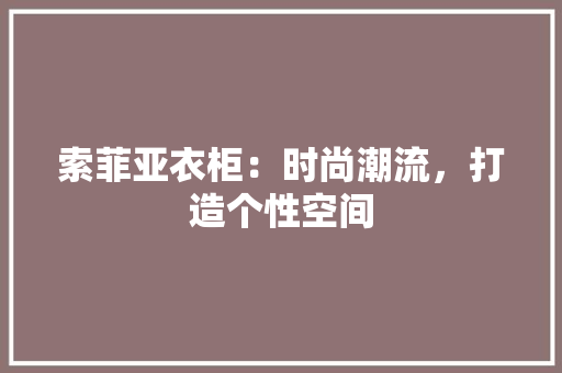 索菲亚衣柜：时尚潮流，打造个性空间 室内设计
