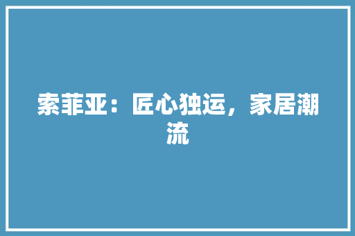 索菲亚：匠心独运，家居潮流 室内设计