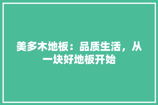 美多木地板：品质生活，从一块好地板开始 室内设计