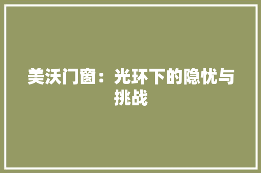 美沃门窗：光环下的隐忧与挑战 室内设计
