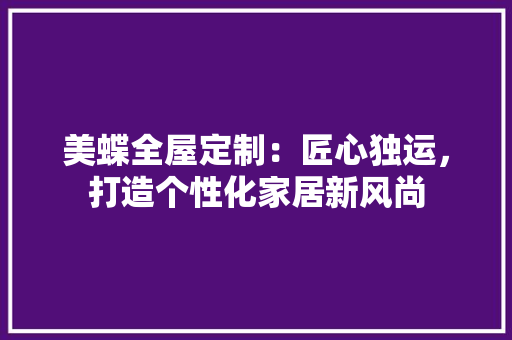 美蝶全屋定制：匠心独运，打造个性化家居新风尚 室内设计