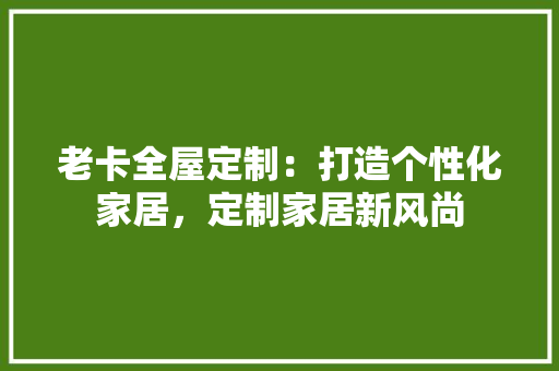 老卡全屋定制：打造个性化家居，定制家居新风尚 室内设计