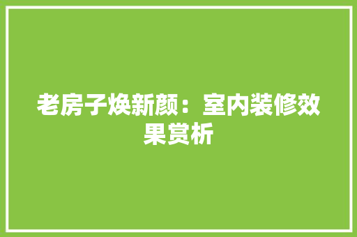 老房子焕新颜：室内装修效果赏析 室内设计
