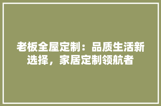 老板全屋定制：品质生活新选择，家居定制领航者 室内设计
