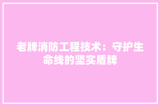 老牌消防工程技术：守护生命线的坚实盾牌 室内设计