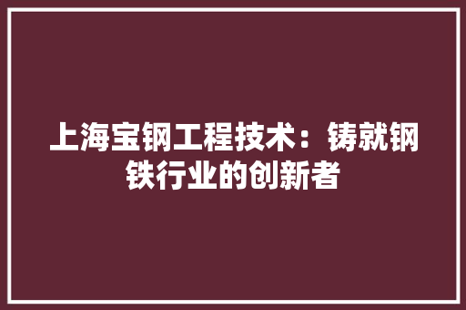 上海宝钢工程技术：铸就钢铁行业的创新者